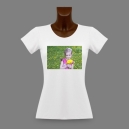 T-shirt slim Blanc pour dame, impression devant